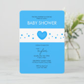 Cute Blue Heart Baby Shower Invitation 招待状 (スタンド正面)