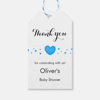 Cute Blue Heart Thank You Baby Shower Gift Tags ギフトタグ