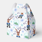 Cute Blue Holiday Christmas Reindeer フェイバーボックス (正面サイド)