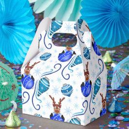 Cute Blue Holiday Christmas Reindeer フェイバーボックス
