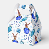 Cute Blue Holiday Christmas Reindeer フェイバーボックス (裏面サイド)