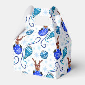 Cute Blue Holiday Christmas Reindeer フェイバーボックス (正面サイド)