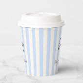 Cute Blue & Ivory Stripes Bakery Cafe Logo 紙コップ (左)