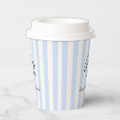Cute Blue & Ivory Stripes Bakery Cafe Logo 紙コップ (右)