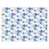 Cute Blue Kids Christmas Reindeer テーブルクロス (正面(横))