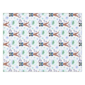 Cute Blue Kids Christmas Reindeer テーブルクロス (正面(横))