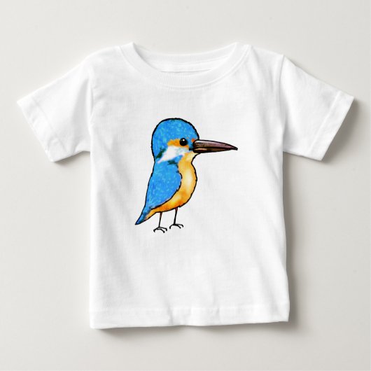 Cute Blue Kingfisher Bird Art ベビーTシャツ (正面)
