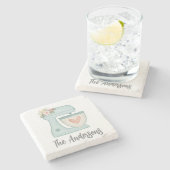 Cute Blue Kitchen Cake Mixer ストーンコースター (横)