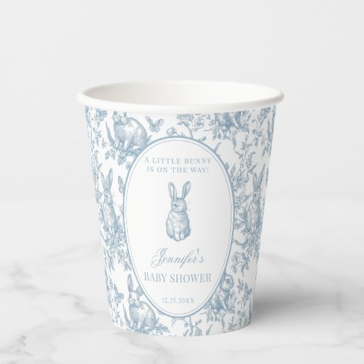 Cute Blue Little Bunny Easter Baby Boy Shower 紙コップ (正面)
