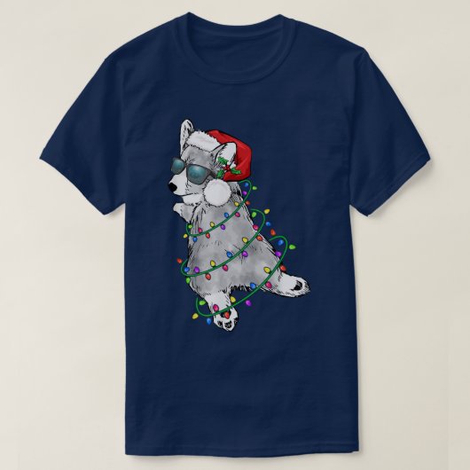 Cute Blue Merle Cardigan Corgi Christmas Santa Hat Tシャツ (デザイン正面)