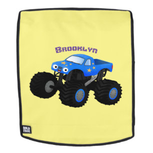 Cute blue monster truck cartoon illustration バックパック