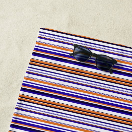 Cute blue orange stripes ビーチタオル (インサイチュ)