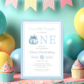 Cute Blue Our Little Pumpkin Boy 1st Birthday 招待状