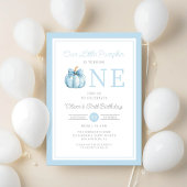 Cute Blue Our Little Pumpkin Boy 1st Birthday 招待状