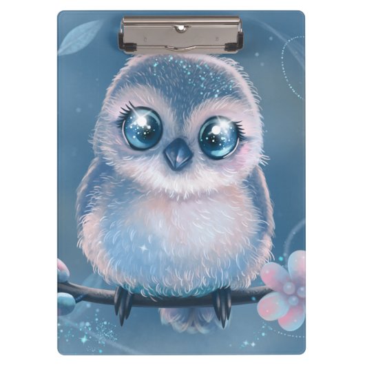 Cute Blue Owl Clipboard クリップボード (正面)
