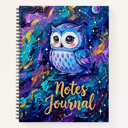 Cute Blue Owl Notes Journal ノートブック (正面)