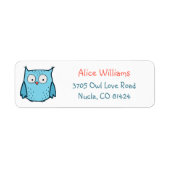 Cute Blue Owl Return Address Labels ラベル (正面)