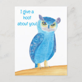 Cute Blue Owl, Valentine Postcards シーズンポストカード