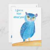 Cute Blue Owl, Valentine Postcards シーズンポストカード (正面/裏面)