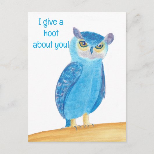 Cute Blue Owl, Valentine Postcards シーズンポストカード (正面)