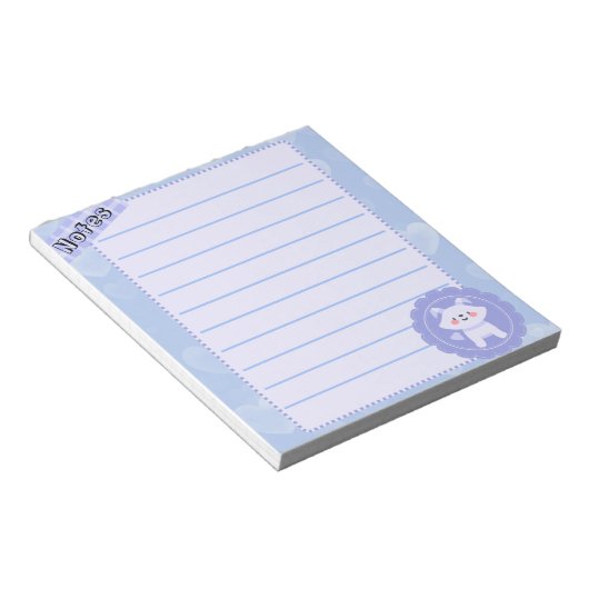 Cute Blue Pastel Baby Wolf  ノートパッド (アングル)