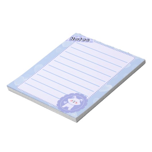 Cute Blue Pastel Baby Wolf  ノートパッド (回転)