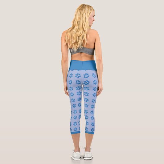Cute blue paw prints capri leggings カプリレギンス (裏面)