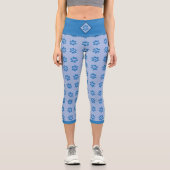 Cute blue paw prints capri leggings カプリレギンス (正面)