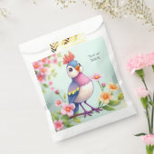 Cute Blue Pink Bird Floral Favor Bags フェイバーバッグ (封をした状態)