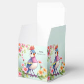 Cute Blue Pink Bird Floral Favor Box フェイバーボックス (オープン)