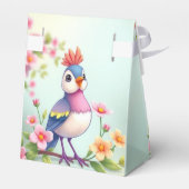 Cute Blue Pink Bird Floral Favor Box フェイバーボックス (裏面サイド)