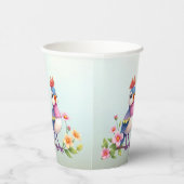 Cute Blue Pink Bird Floral Paper Cups 紙コップ (右)