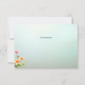 Cute Blue Pink Bird Floral Thank You Card サンキューカード (裏面)
