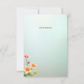 Cute Blue Pink Bird Floral Thank You Card サンキューカード (裏面)