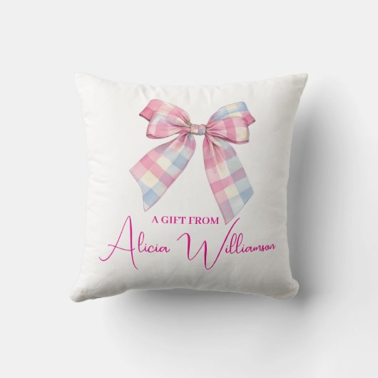 Cute Blue & pink Bow Personalized Gift From クッション (裏面)