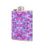 Cute blue pink flowers patterns フラスク (左)