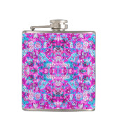 Cute blue pink flowers patterns フラスク (正面)