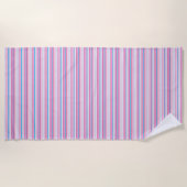 Cute blue pink stripes ビーチタオル (正面)