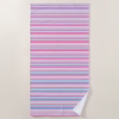 Cute blue pink stripes ビーチタオル (正面)