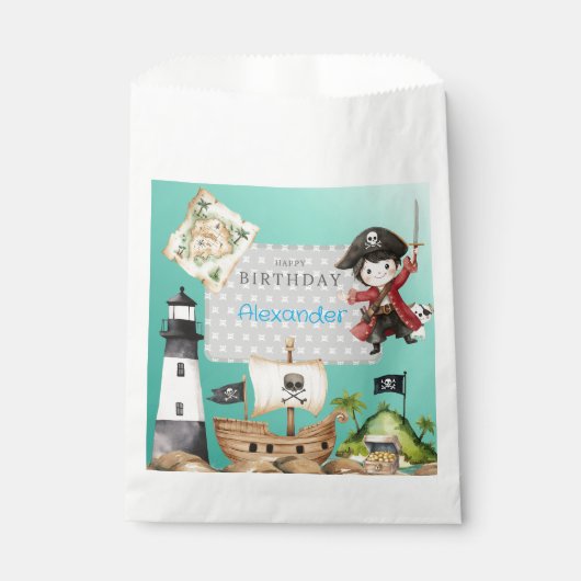 Cute Blue Pirate child's Birthday  フェイバーバッグ (正面)