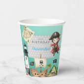 Cute Blue Pirate child's Birthday 紙コップ (正面)