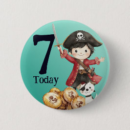 Cute Blue Pirate child's Birthday 缶バッジ