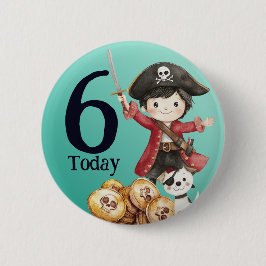 Cute Blue Pirate child's Birthday 缶バッジ