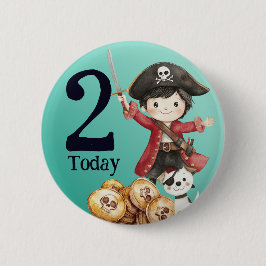 Cute Blue Pirate childs birthday 缶バッジ