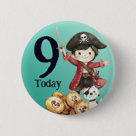 Cute Blue Pirate child's Birthday 缶バッジ