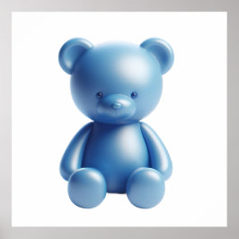 Cute Blue Plush Bear Wall Art Poster for Dreamy Co ポスター
