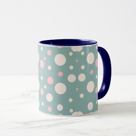 Cute Blue Polka Dot Coffee Mug マグカップ (正面右)
