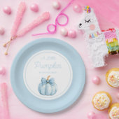 Cute Blue Pumpkin Boy Baby Shower ペーパープレート (パーティー)