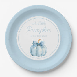Cute Blue Pumpkin Boy Baby Shower ペーパープレート
