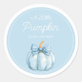 Cute Blue Pumpkin Boy Baby Shower ラウンドシール (正面)